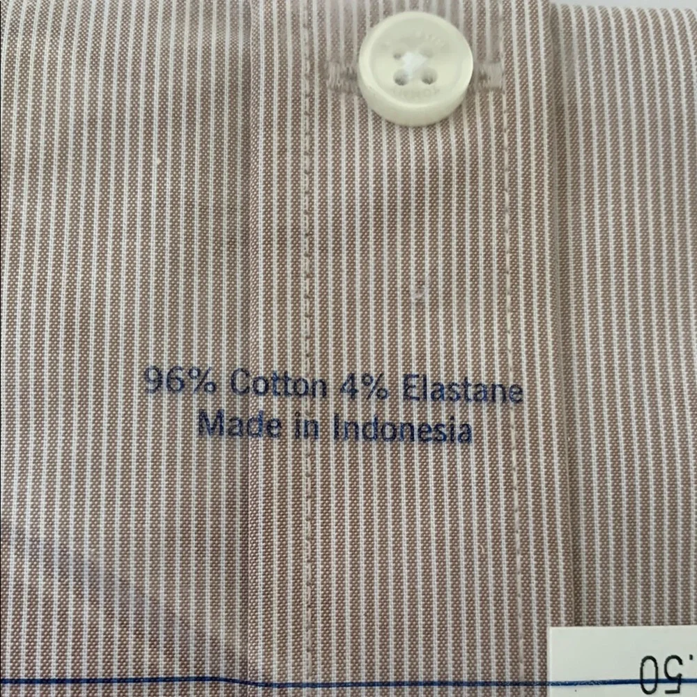 Tommy Hilfiger Tan and White Dress Shirt Classic Style athletic fit  14.5 32/33 - Picture 5 of 11